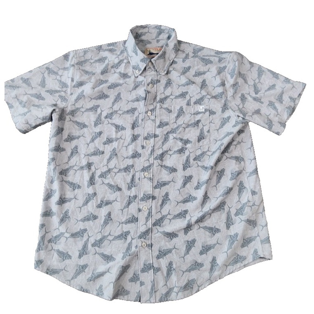 Huk‎ Fishing Button Down Short Sleeve Shirt Size M